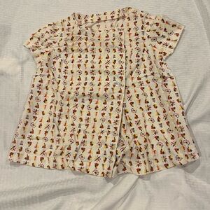 Vintage handmade nautical asymmetrical top with two buttons OFAK 60s boxy